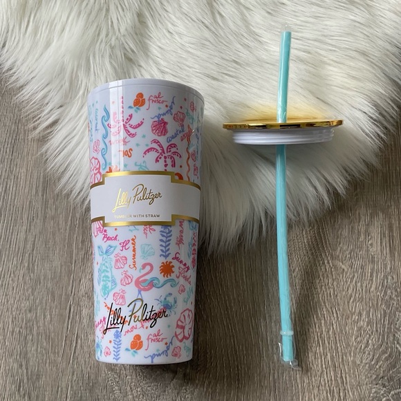 🦩💛LILLY PULITZER 24oz Tumbler with Straw Multi Summer Serenade - Picture 2 of 8